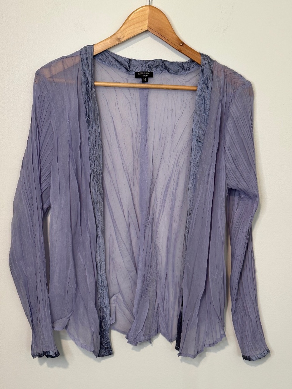 KOMAROV Purple Crinkle Chiffon Sheer Cardigan Shawl Dress Topper M